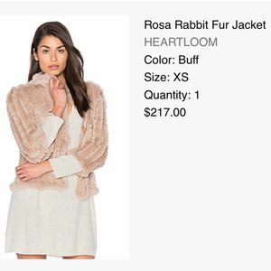 Heartloom Rosa Rabbit Fur Jacket in Buff Size XS